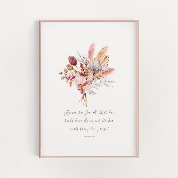 Proverbs 31 Motherhood Feminine Scripture Art Print