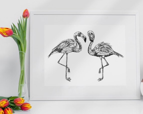 Wall Art Prints Unique Art Print Nature Home Decor Modern Art Nursery Art Realistic Art Flamingo Wall Art New Home Gift Flamingo