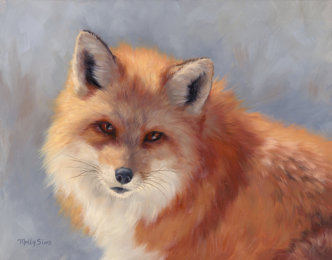 Fox Portrait Art Print, Realistic Wildlife Painting