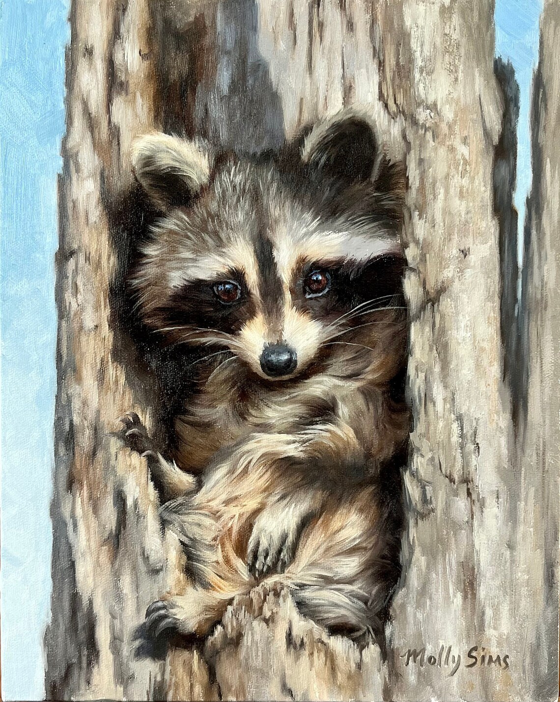 Raccoon Painting Animal Art Print, Baby Raccoon