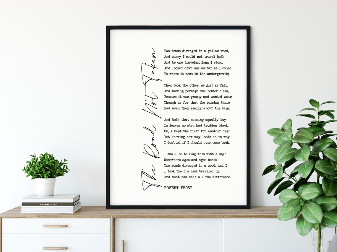 The Road Not Taken Robert Frost Poem Minimalist Literary Wall Poster - Image 4