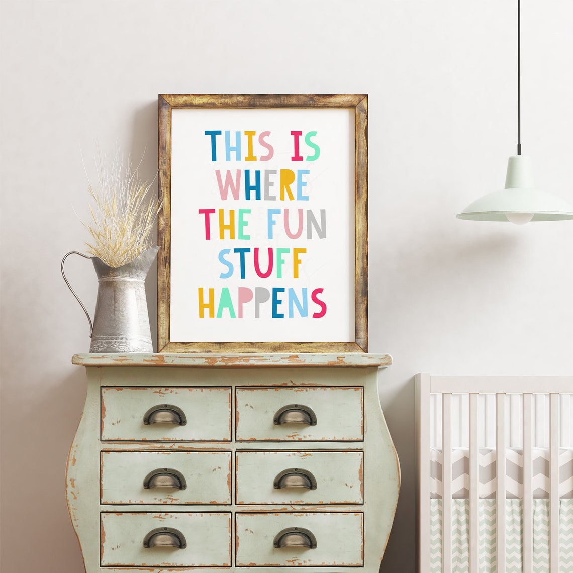 This Is Where the Fun Stuff Happens Colorful Playroom Quote Poster - Image 2
