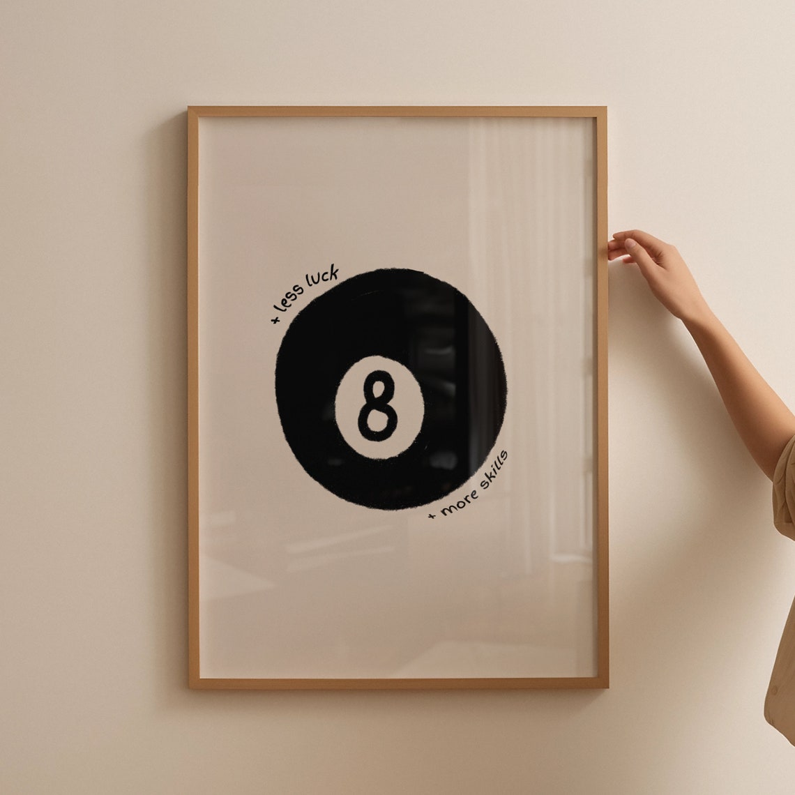 Less Luck More Skills 8 Ball Pool Retro Minimal Quote Poster