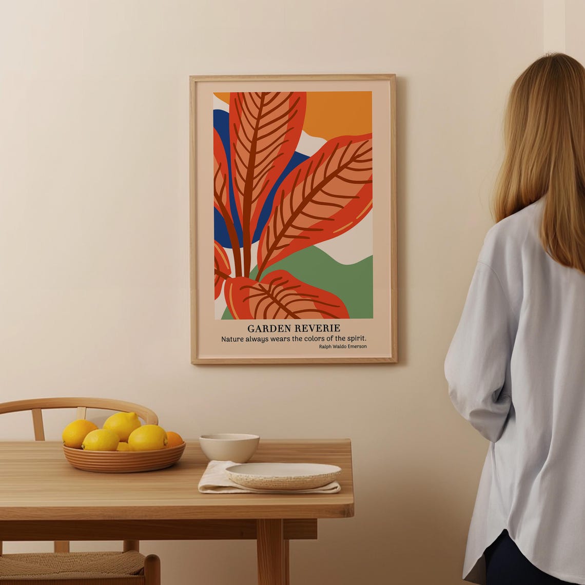 Garden Reverie Ralph Waldo Emerson Nature Quote Leaf Art Poster - Image 3