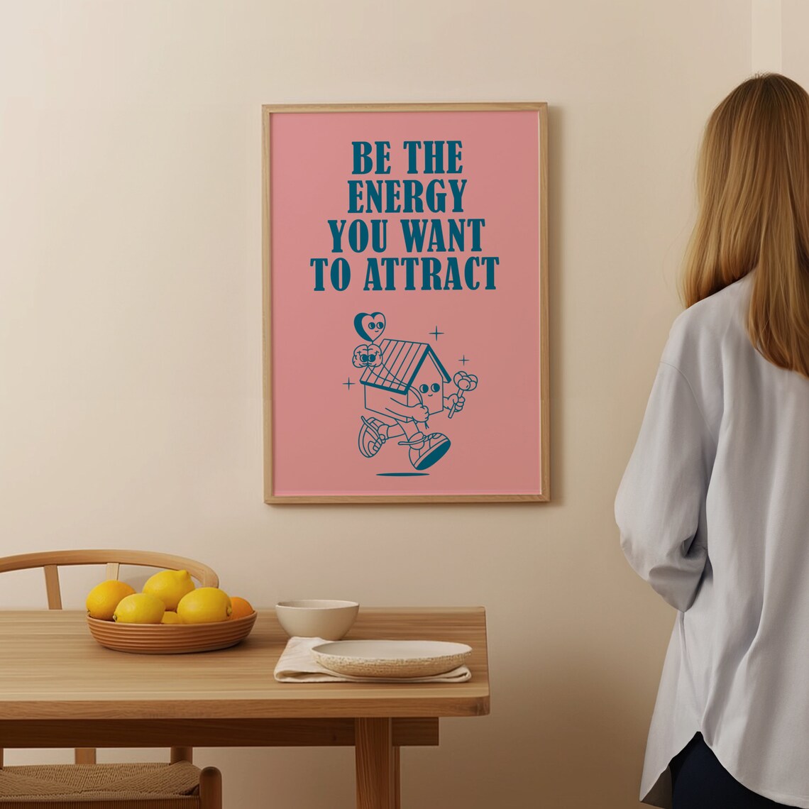 Be The Energy You Want To Attract Retro House Character Poster - Image 4