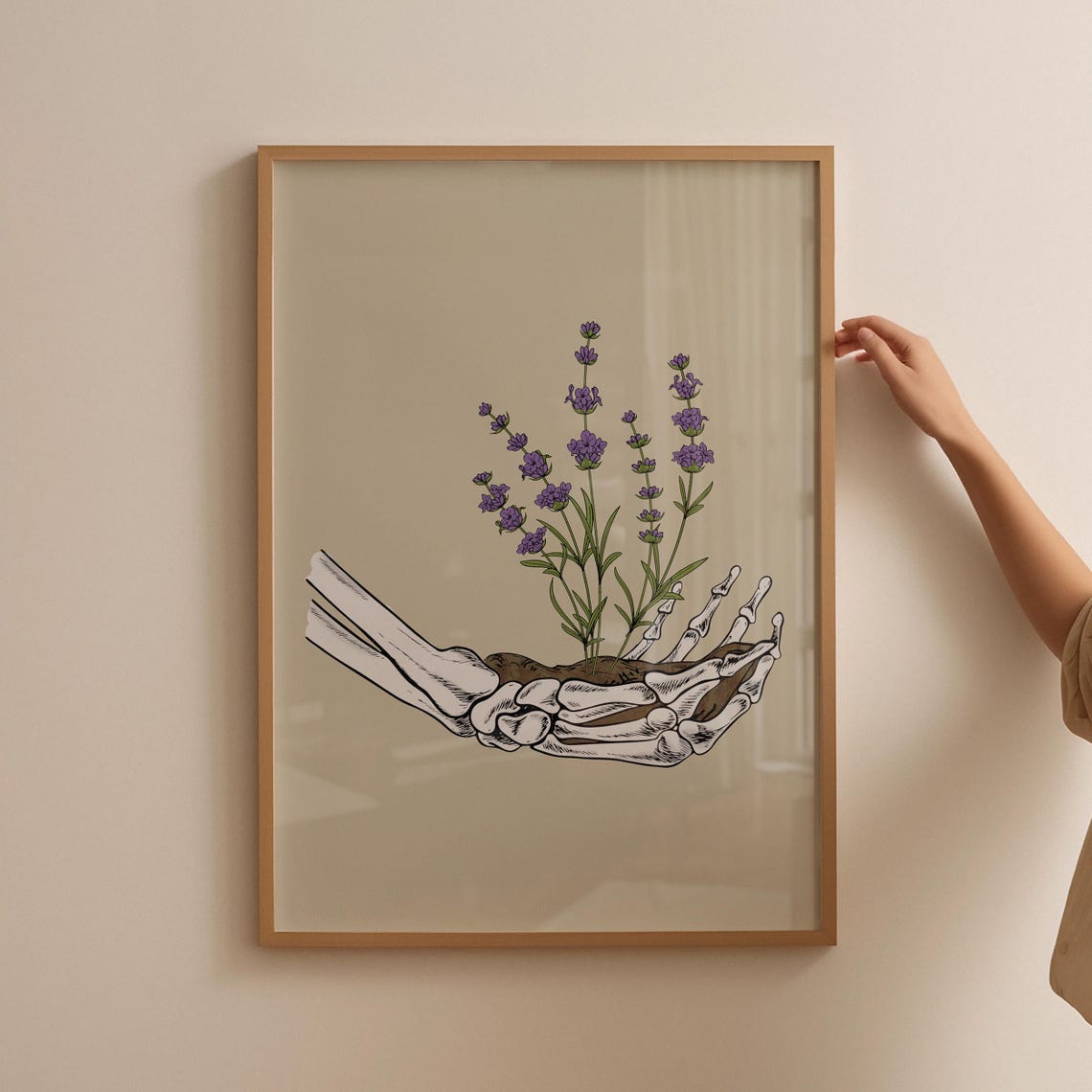 Skeleton Hand Lavender Poster Gothic Halloween Floral Wall Decor - Image 4