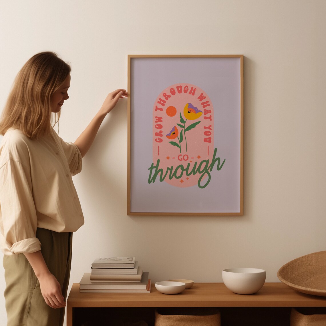 Grow Through What You Go Through, Retro 70s Quote - Image 2