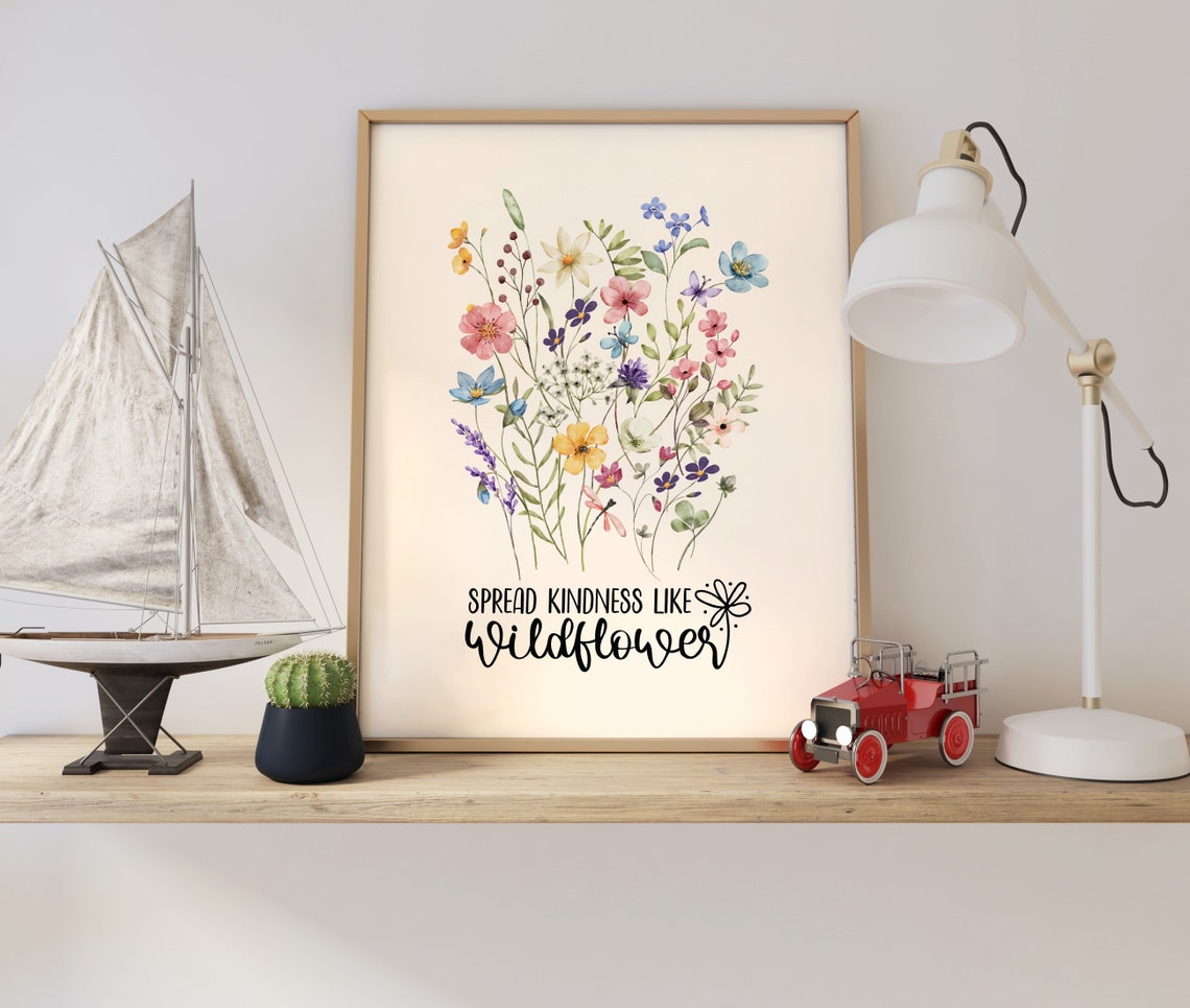 Spread Kindness Like Wildflower Watercolor Bouquet Floral Poster - Image 3