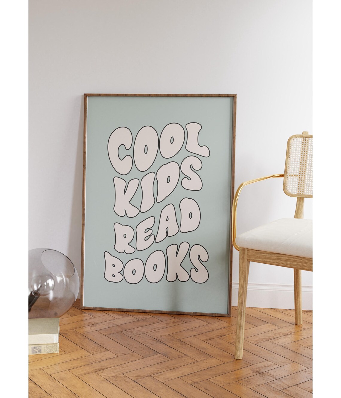 Cool Kids Read Books Sage Green Bubble Letters Classroom Library Poster - Image 3