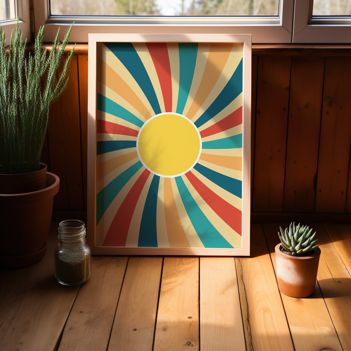 Retro Sunburst Groovy Poster, Vintage Decor - Image 3