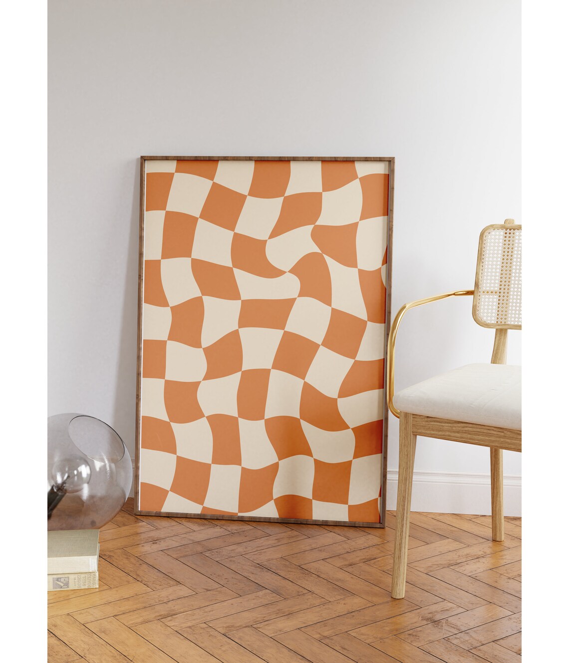 Retro Groovy Checkered Psychedelic Poster Print