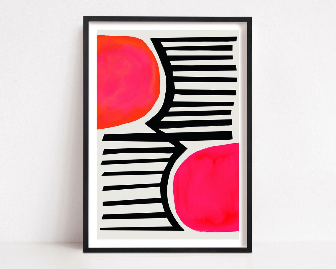 Abstract Sunset Poster, Mid-Century Retro Art Print