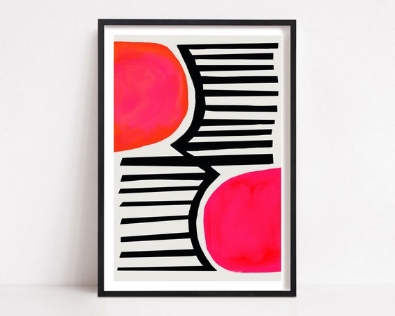 Abstract Sunset Poster, Mid-Century Retro Art Print