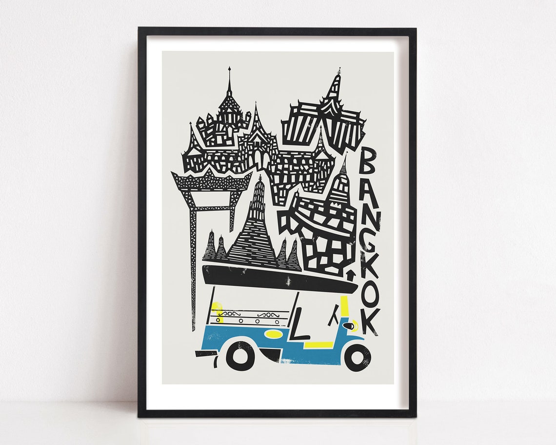 Bangkok Travel Poster, Living Room Wall Decor