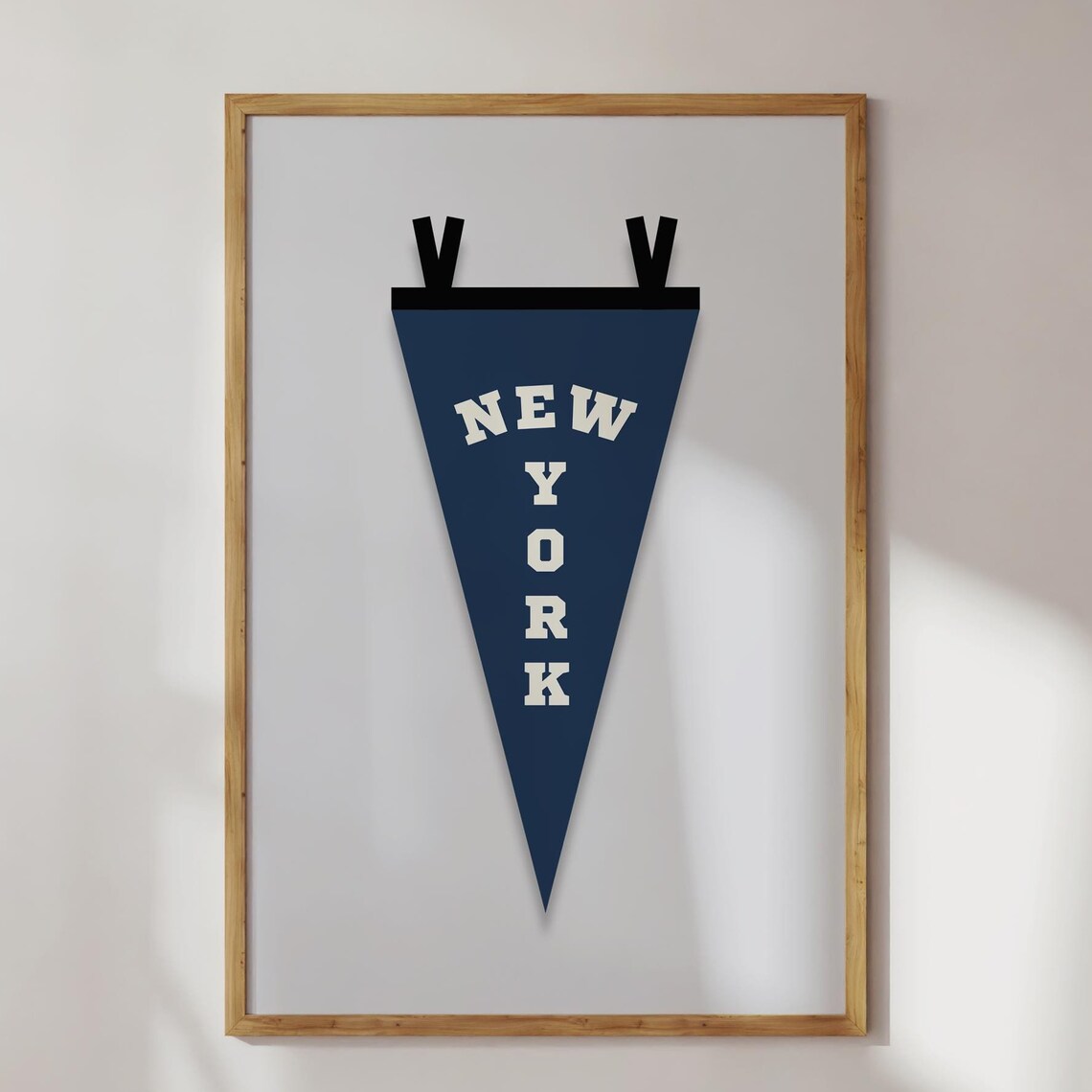 New York Navy Pennant Flag In Vintage Collegiate Style Poster