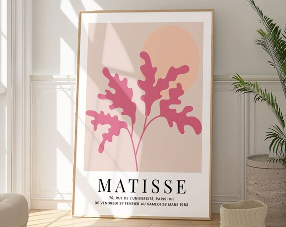 Henri Matisse 1953 Paris Exhibition Pink Cut Out Botanical Poster