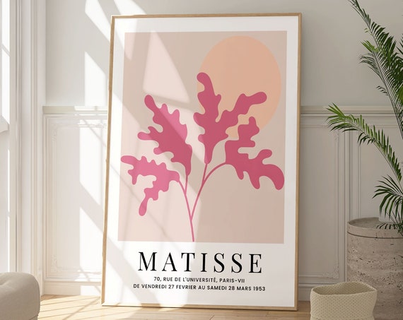 Henri Matisse Floral Pink Art Print Modern Clean Fine Art Poster Elegant Flower Illustration Abstract Art Decor Art Gift For Her