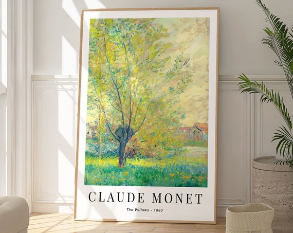 Claude Monet The Willows 1880 Spring Tree Green Meadow Village Poster