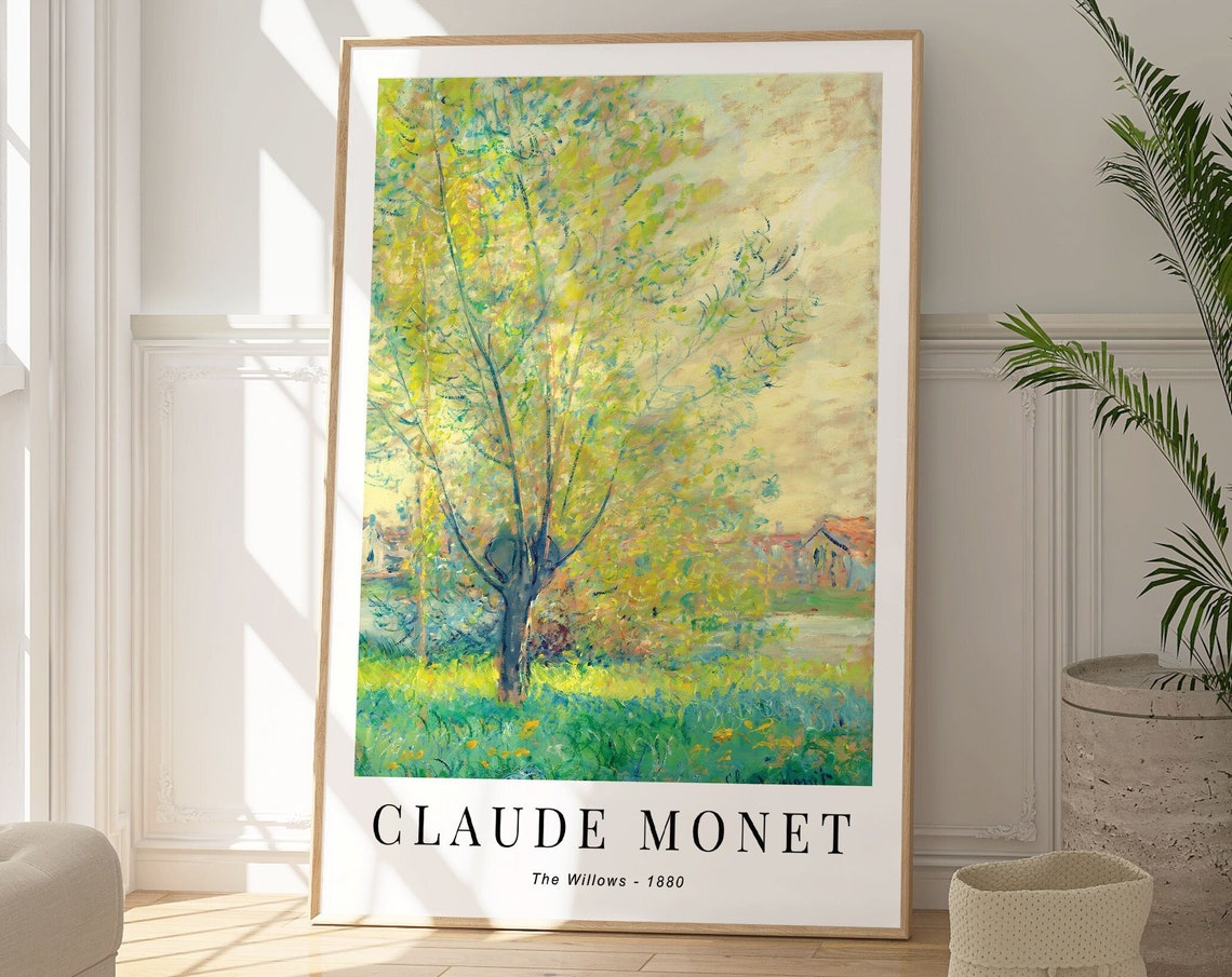 Claude Monet The Willows 1880 Spring Tree Green Meadow Village Poster