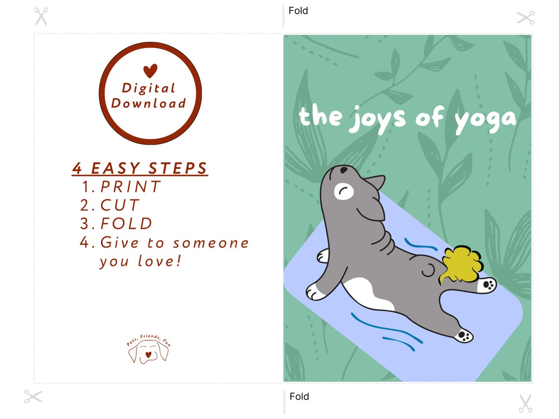 Dog Yoga Card Upward Dog Fart French Bulldog Yoga Farting Dog Card Funny Dog Card 5x7 Greeting Card Instant - Image 2