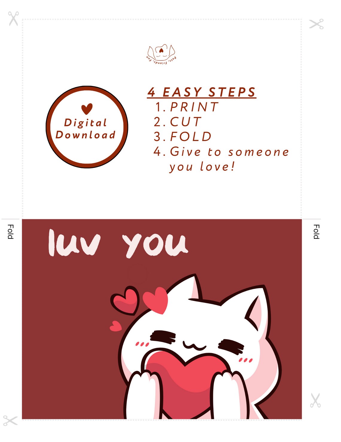 Anime Cat Hello Greeting Card Pack Kawaii White Kitten Poster - Image 2