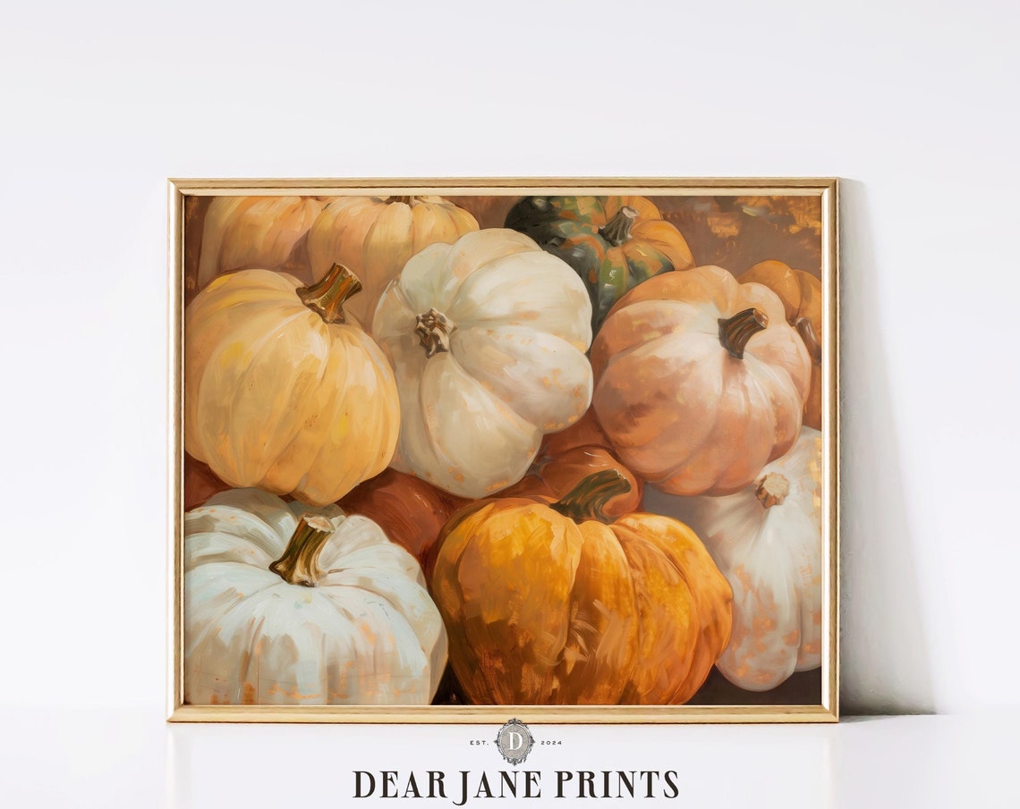 Heap Of White And Orange Heirloom Pumpkins Autumn Harvest Poster - Image 2
