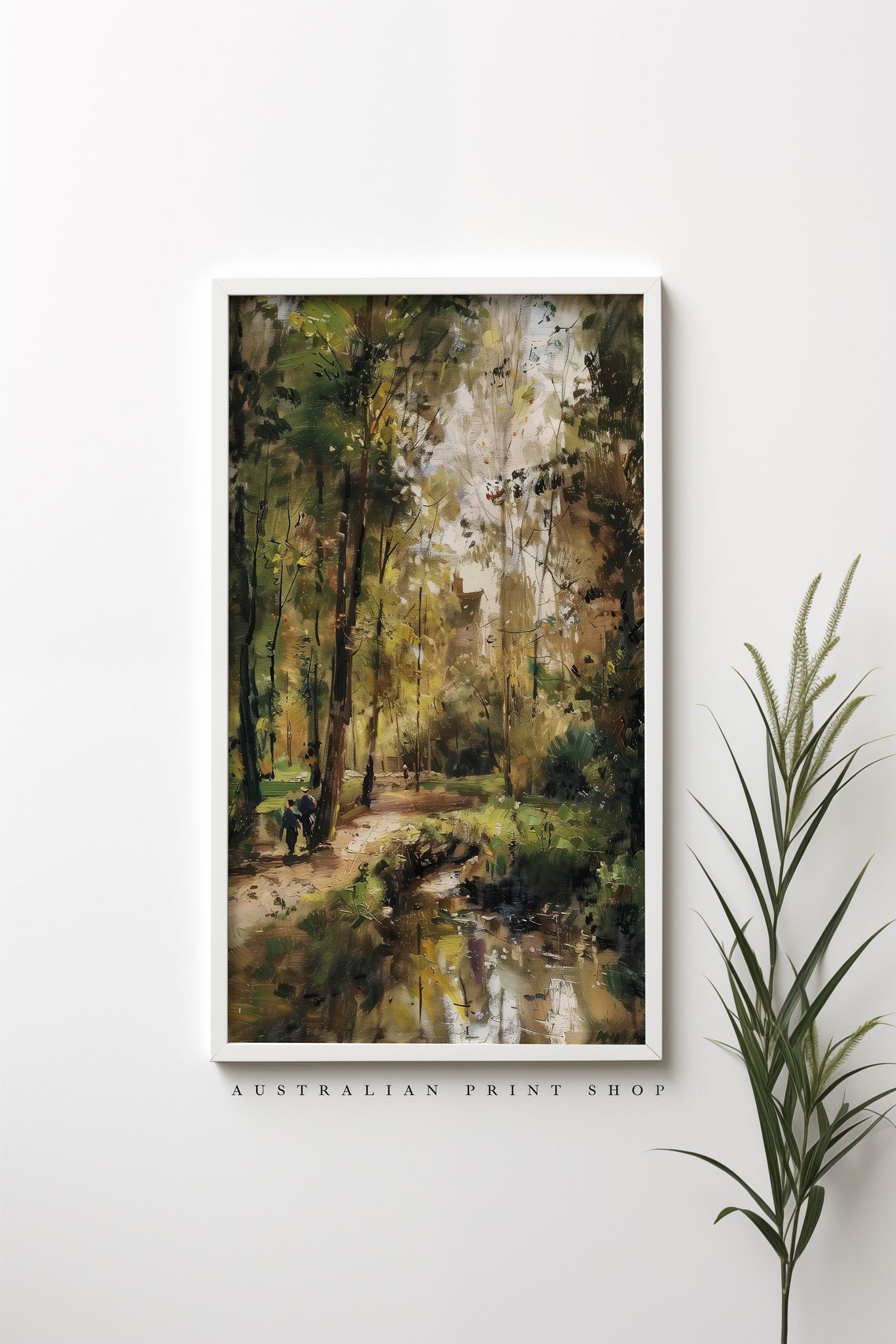 Vintage Countryside Stream Landscape Oil Painting Print Rustic Farmhouse Decor Summer Art Country Oil Print - Image 6