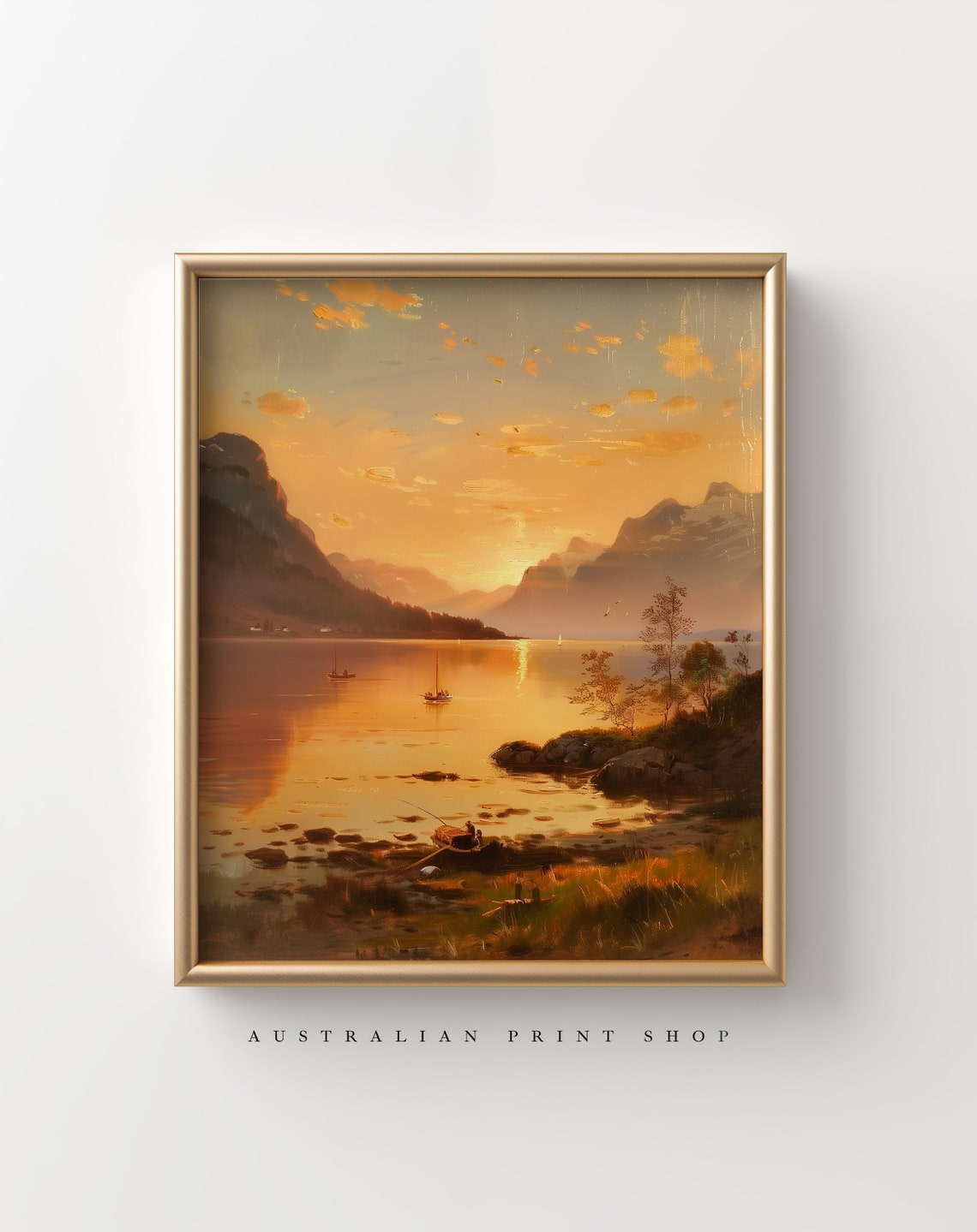 Sunset Lake Print Oil Painting Captivating Sunset Art Cottage Decor Poster Farmhouse Wall Art Lake Art - Image 4