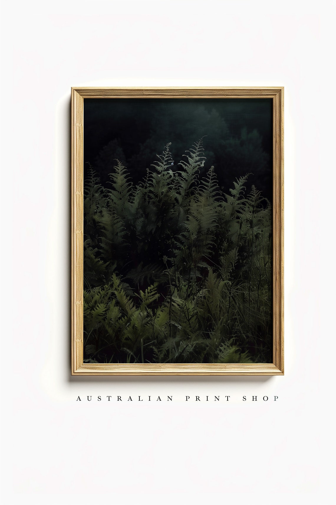 Vintage Fern Plant Forest Landscape Print Green Botanical Painting Wall Art Moody Dark Theme - Image 7