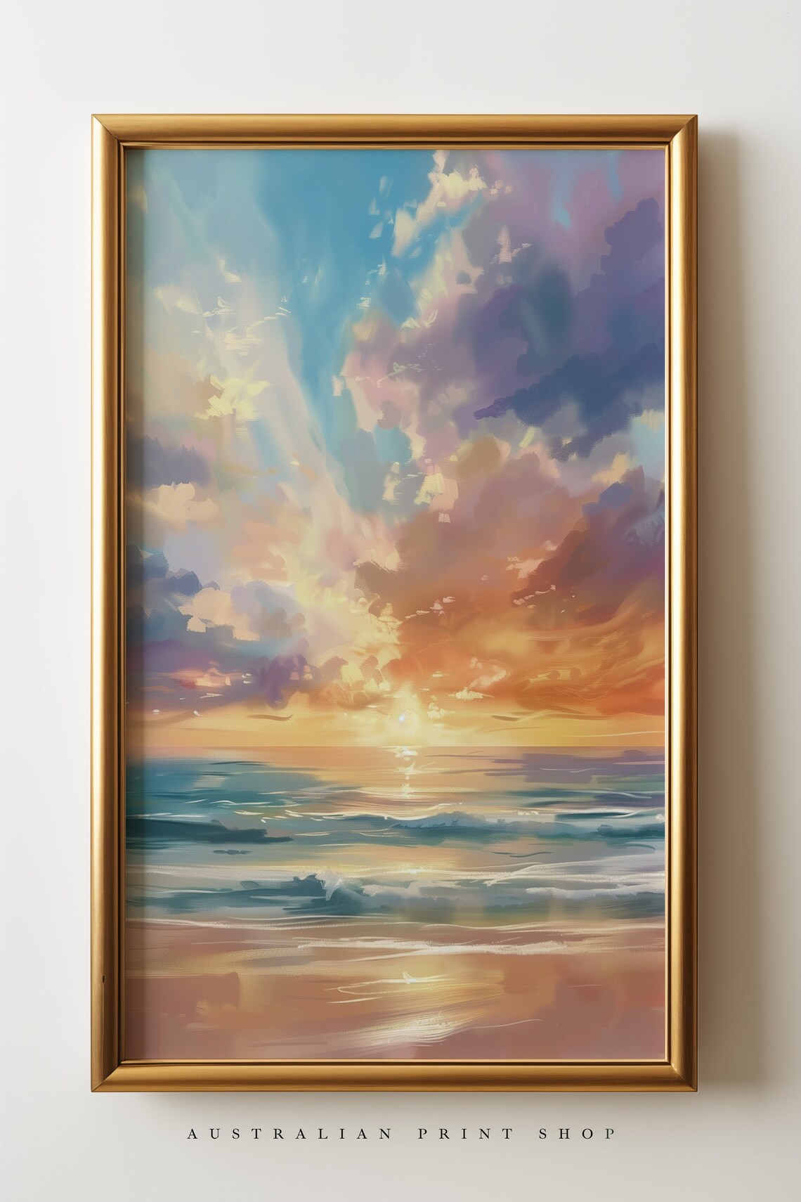 Cloudy Beach Ocean Sunset, Australian Coastal Landscape - Image 2