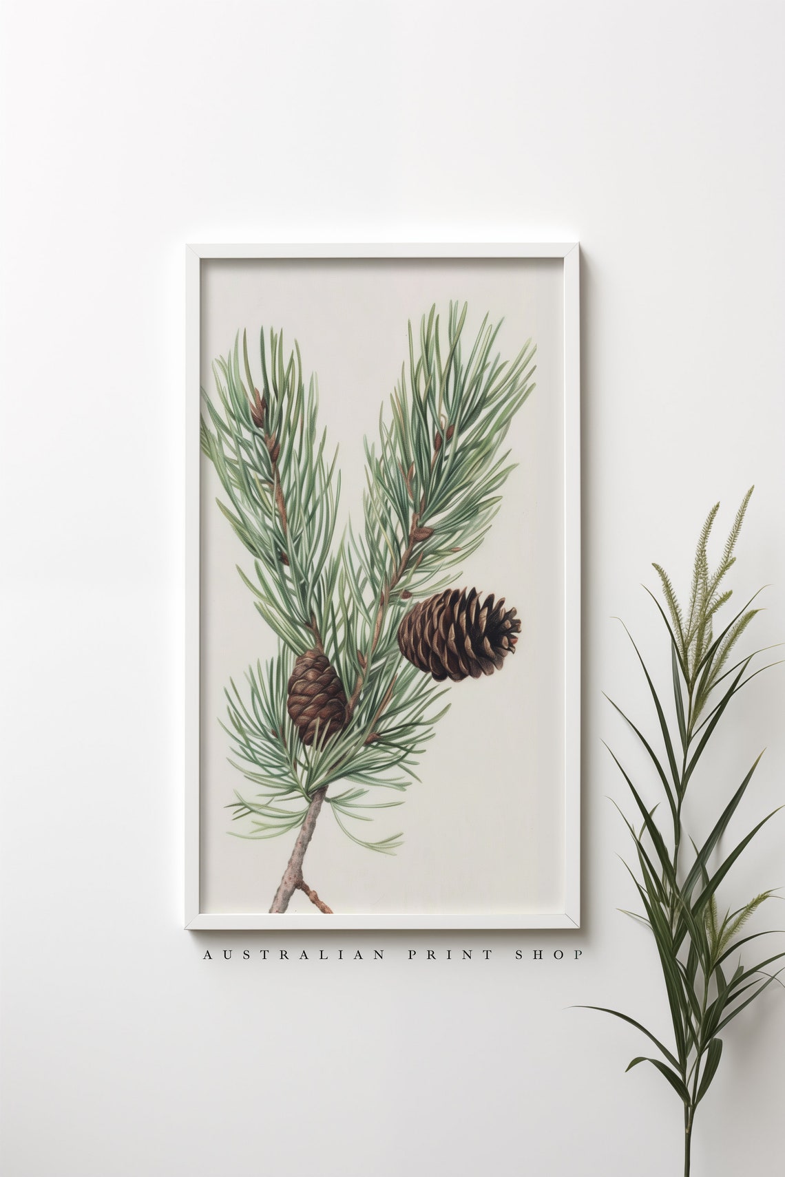 Modern Pine Tree Drawing Simple Winter Artwork Living Room Decor Tree Branch Drawing Neutral Artwork Simple Design Print - Image 3