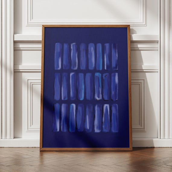 Blue Abstract Painting, Minimalist Art Print
