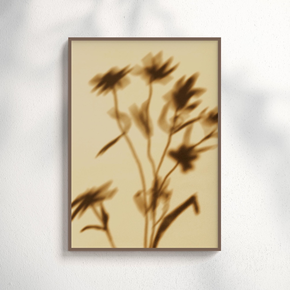 Shadow Botanical Beige Flower Silhouette Art Print