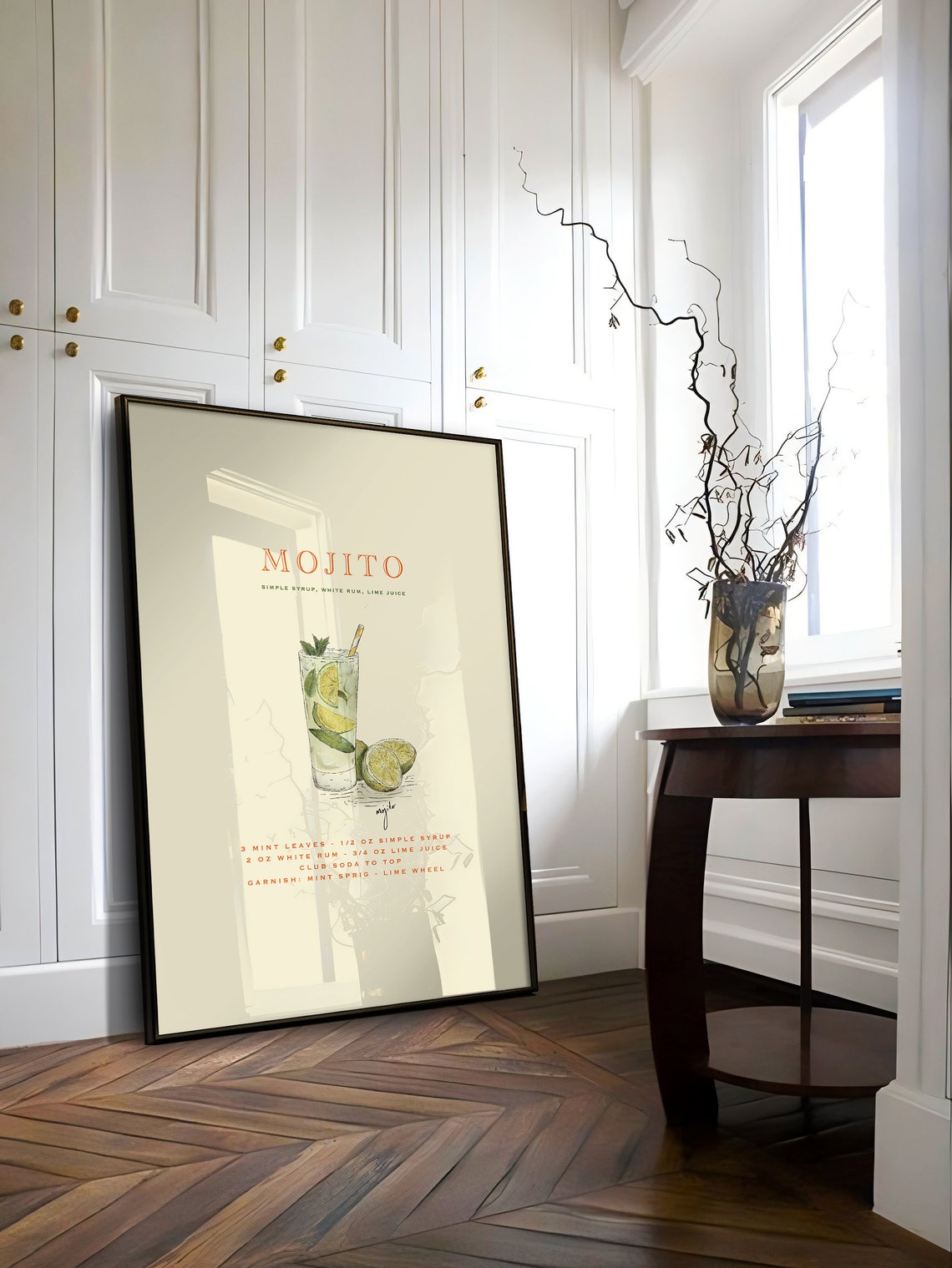 Mojito Classic Cocktail Art Print, Home Bar Decor - Image 2