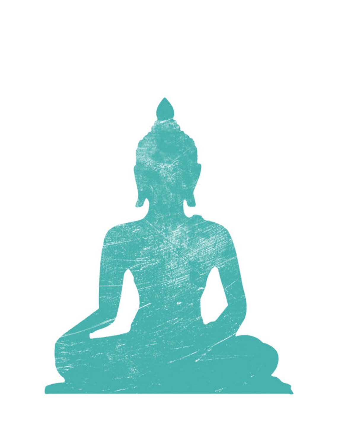 Turquoise Buddha Silhouette Meditating Zen Distressed Boho Poster - Image 2