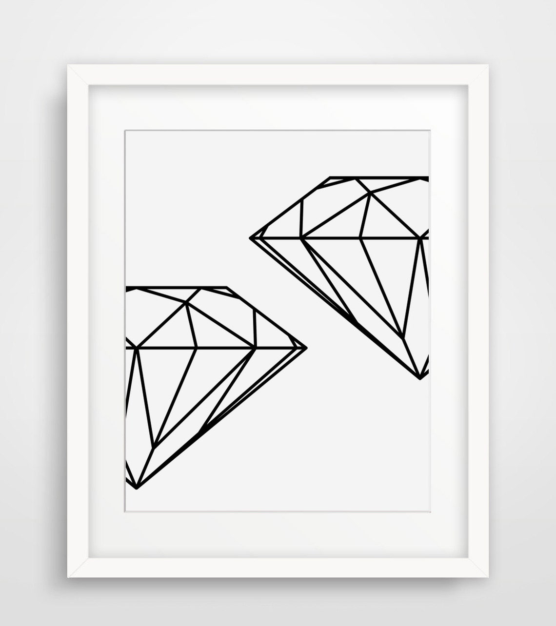 Black Geometric Diamond Line Art Minimalist Modern Abstract Print