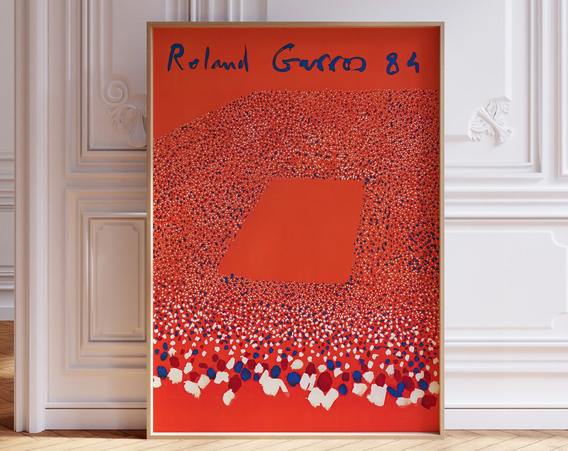 Roland Garros 1984 Tennis Poster, Mid-Century Modern