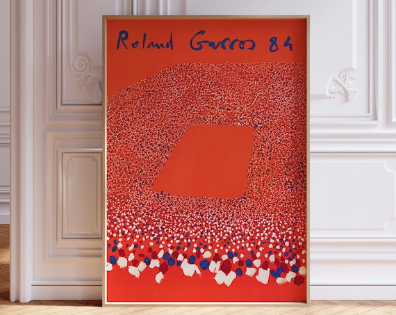 Roland Garros 1984 Tennis Poster, Mid-Century Modern