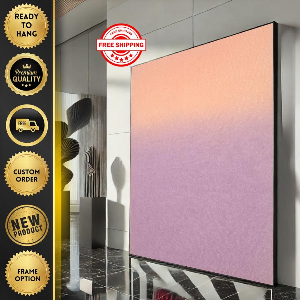 Peach Lavender Gradient Minimalist Soft Ombre Abstract Poster