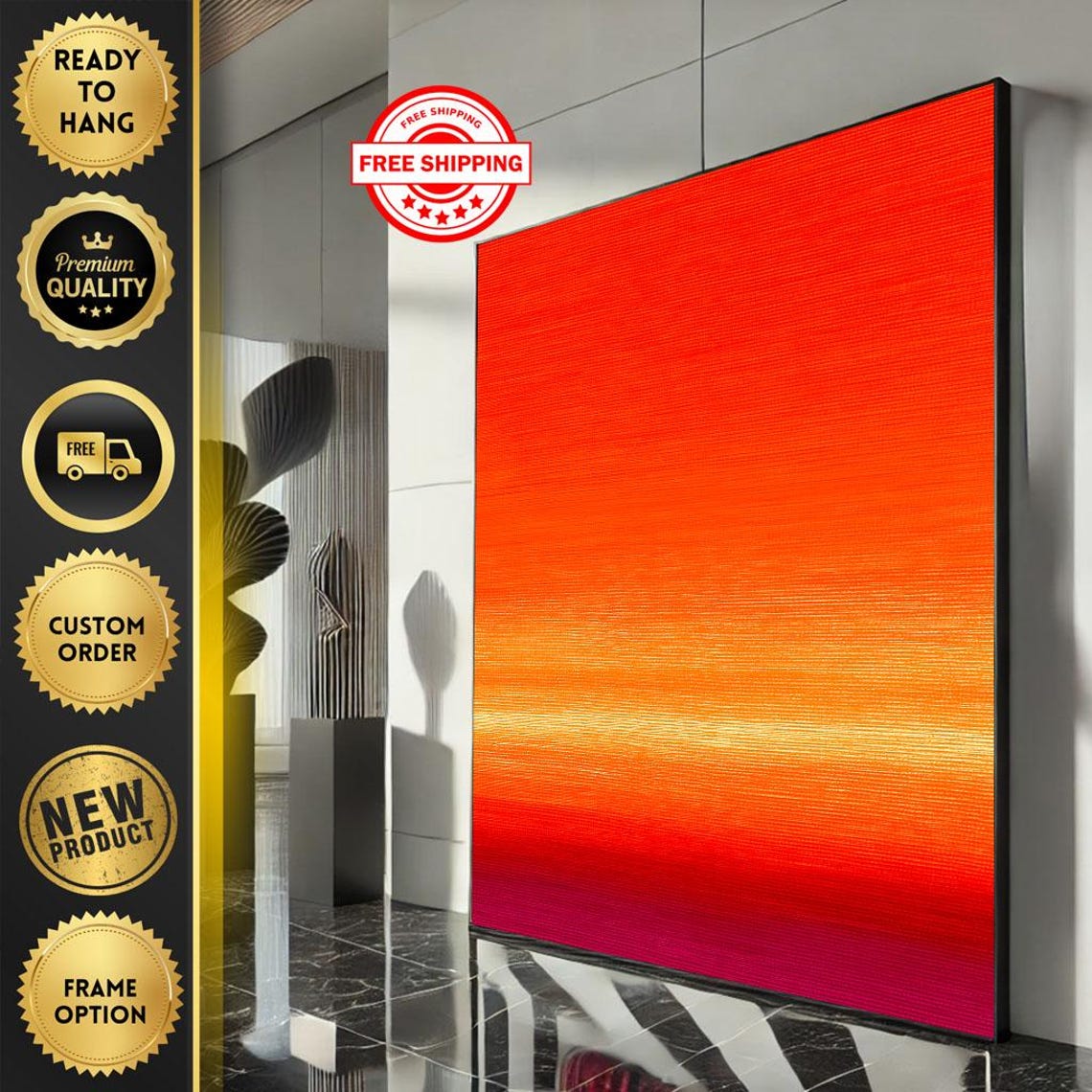 Vibrant Orange Red Abstract Gradient Modern Color Field Poster