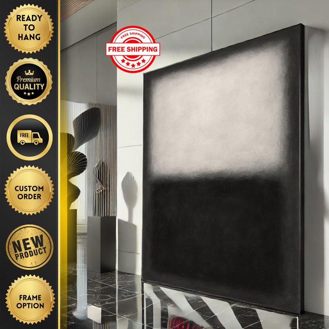 Black And Gray Minimalist Color Field Abstract Painting Poster
