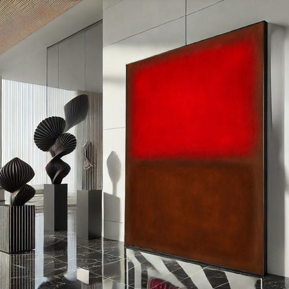 Rothko Style Red And Brown Canvas Wall Art Print Bold Abstract Living Room Decor Modern Collectors
