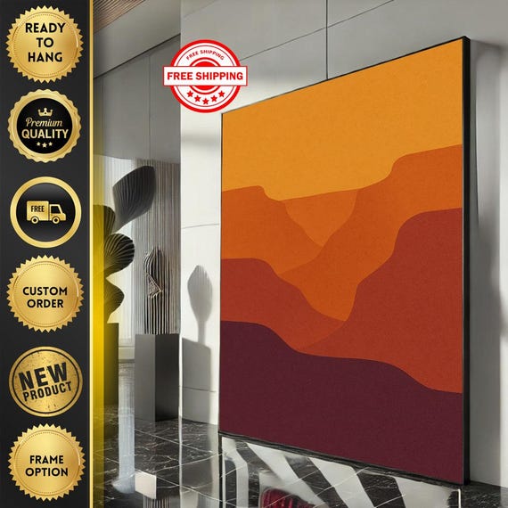 Mark Rothko Inspired Orange And Maroon Canvas Bold Color Field Painting For Modern Living Room Decor