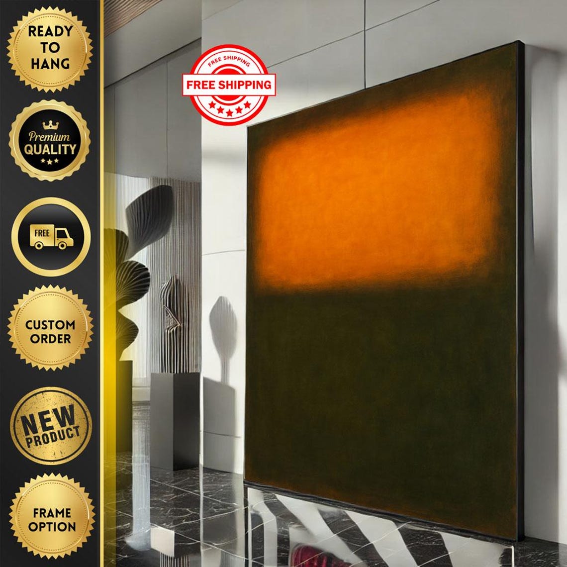 Rothko Style Orange Olive Color Field Abstract Canvas Poster