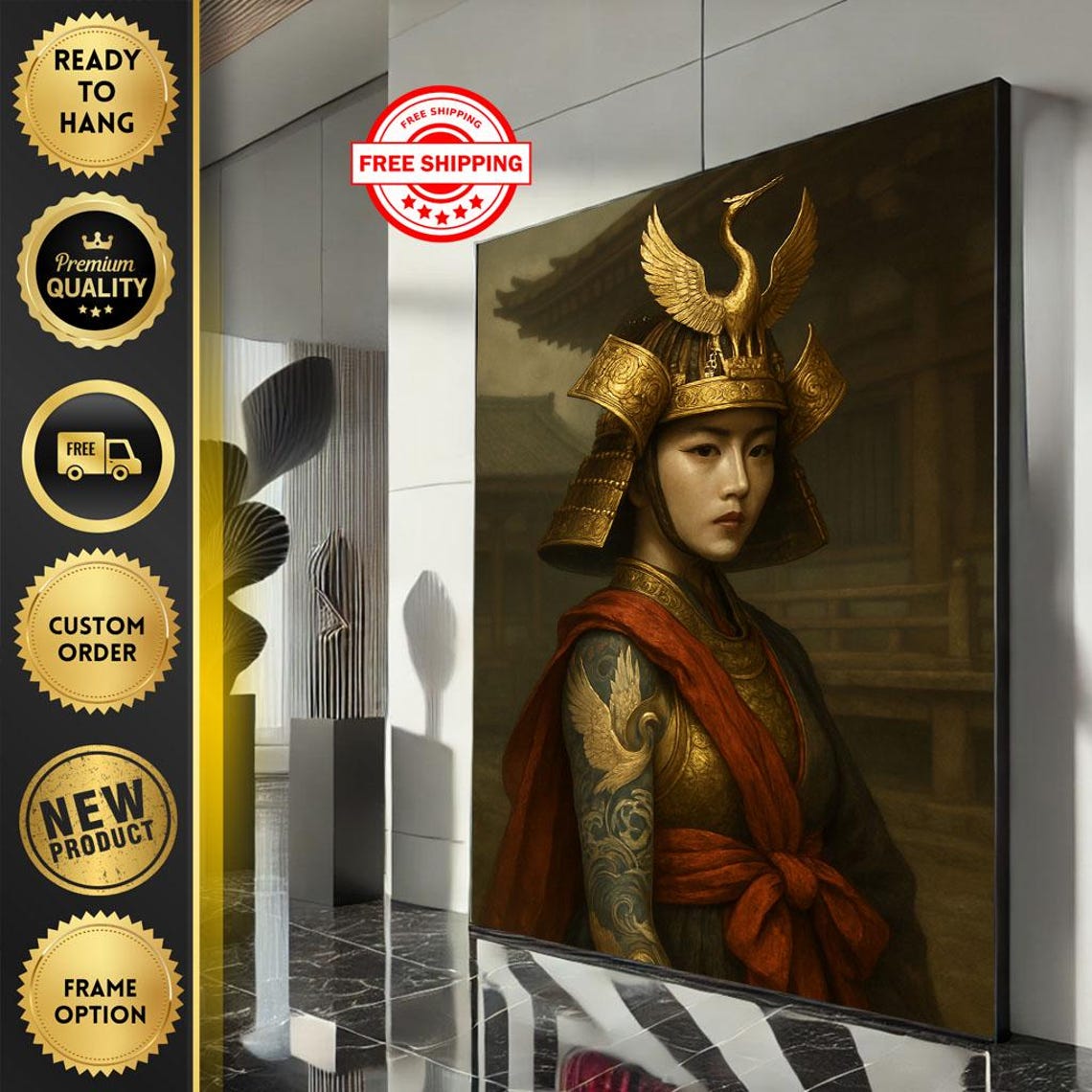 Elegant Samurai Woman Canvas Wall Art Print Modern Asianinspired Living Room Decor Statement Piece