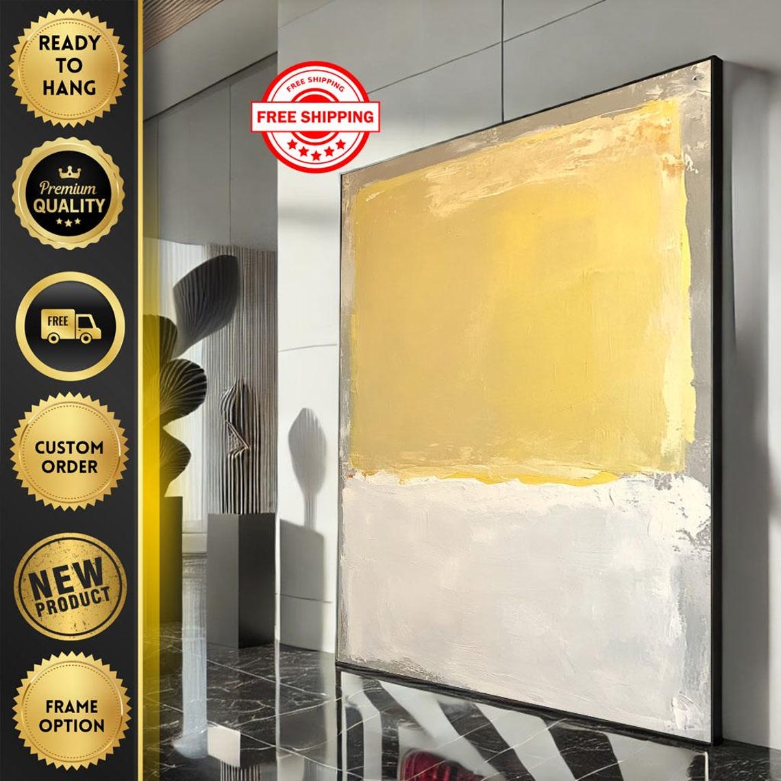 Mark Rothko Inspired Yellow And White Bright Color Field Poster
