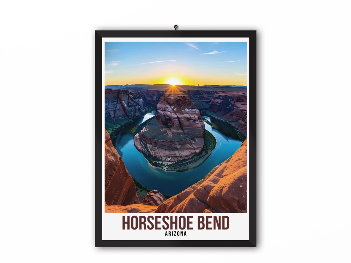 Horseshoe Bend Arizona Travel Print Usa Canyon Poster Colorado River Wall Art Horseshoe Bend Poster Usa Artwork Arizona Travel Poster - Image 4