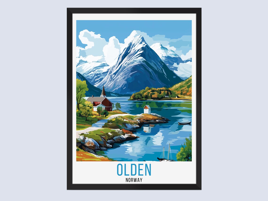 Olden Travel Poster, Norway Wall Art Print