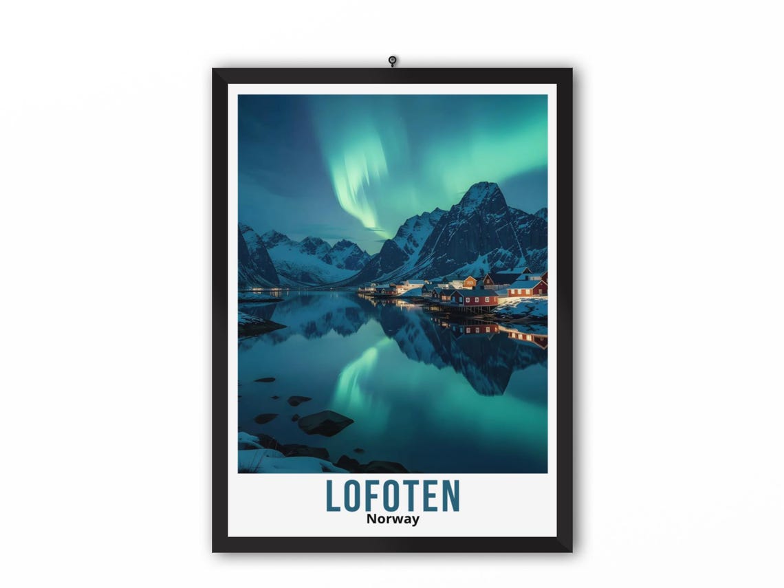 Lofoten Norway Travel Poster Lofoten Norway Wall Art Lofoten Norway Travel Print Lofoten Norway Home Decor Lofoten Norway Northern Light