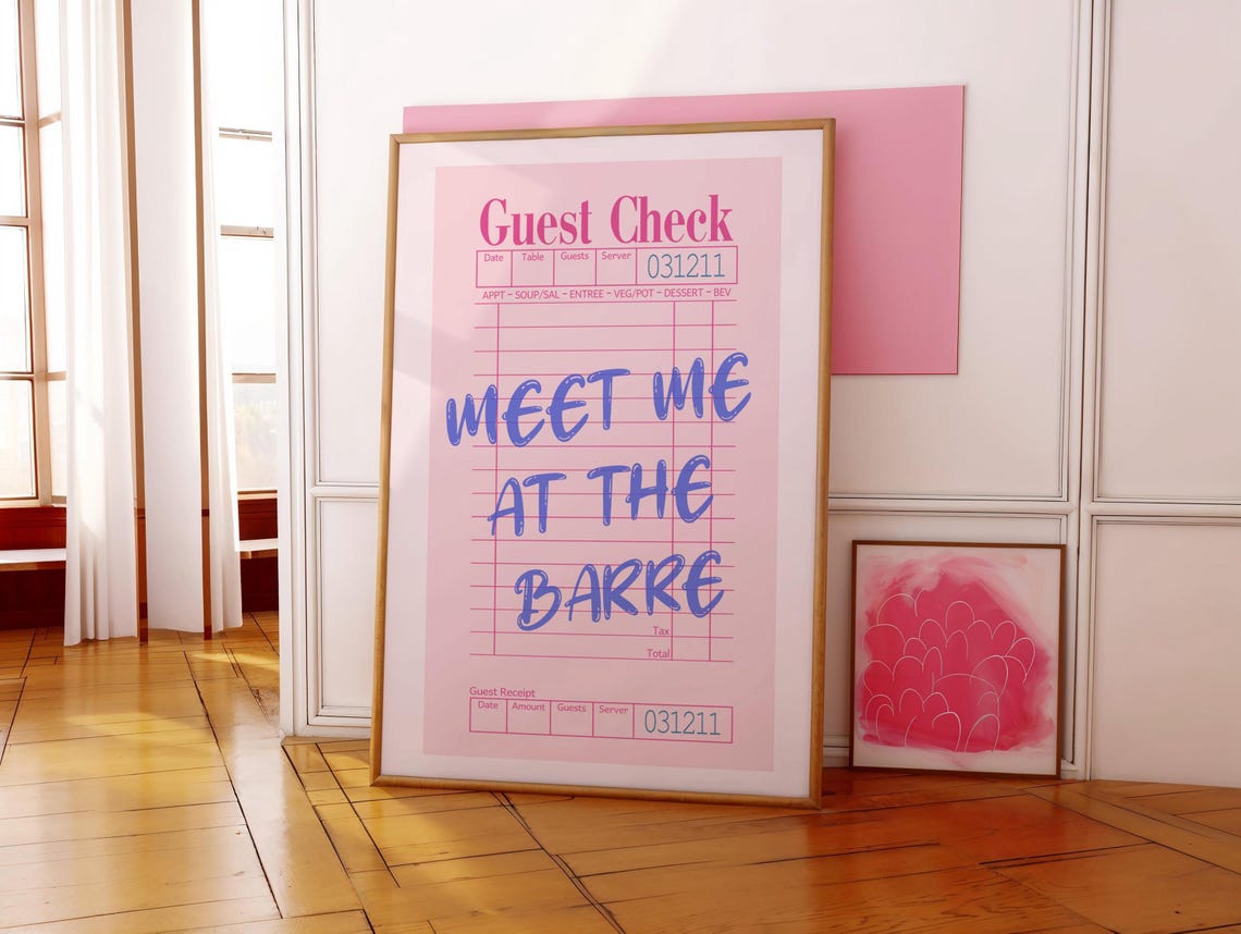 Meet Me At The Barre Pink Guest Check Ballet Dancer Quote Poster - Image 5